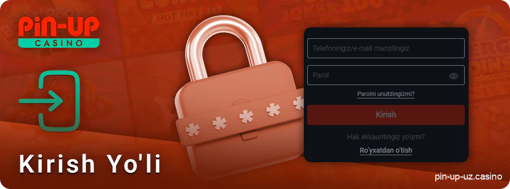 PIN Up veb-saytida avtorizatsiya usuli bo'yicha ko'rsatmalar