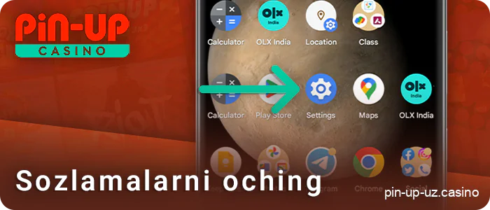 Android qurilmasining sozlamalariga oling