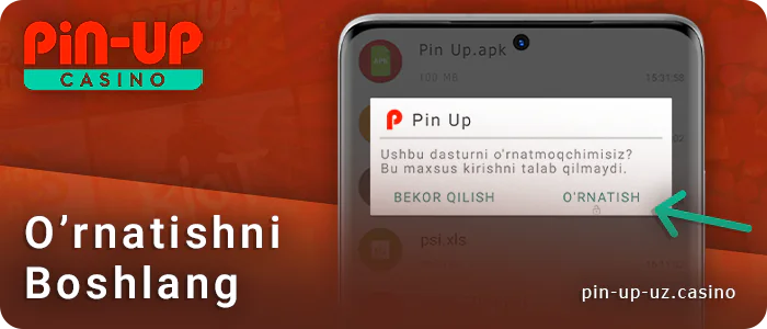 Android telefoningizga PIN Up Casino ilovasini o'rnatish jarayonini tasdiqlang